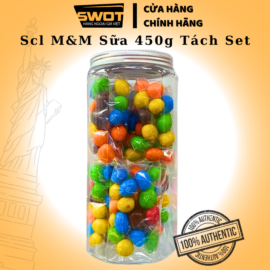 Socola nhân Đậu Phộng & Sữa M&M Mỹ 1757g, Chocolate Mỹ cao cấp, thơm ngon thượng hạng không quá ngọt - SWOT