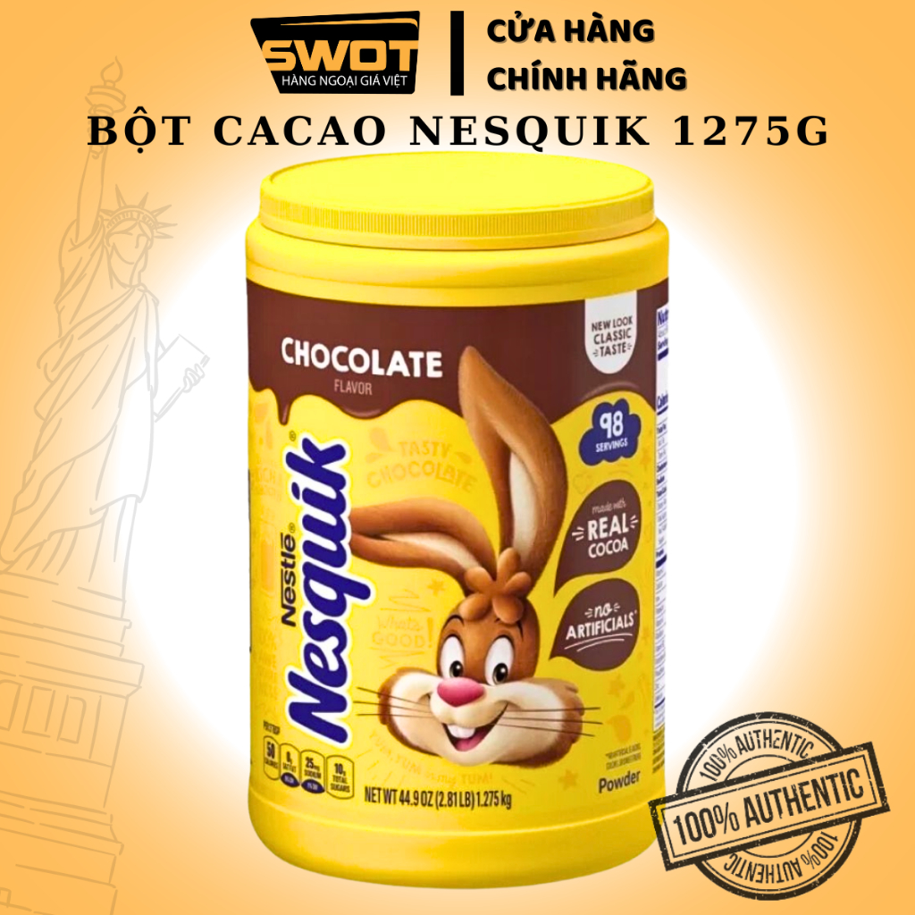 Bột cacao Nesquik Mỹ 1257g, Bột sữa cacao Mỹ cao cấp thơm ngon đậm vị giàu giá trị dinh dưỡng