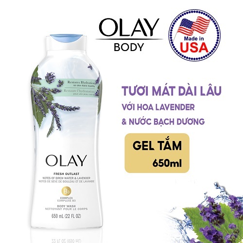 Sữa tắm OLAY Mỹ 650ml & 887ml, Sữa tắm dưỡng da dưỡng ẩm giúp da trắng sáng mịn màng, thơm tự nhiên