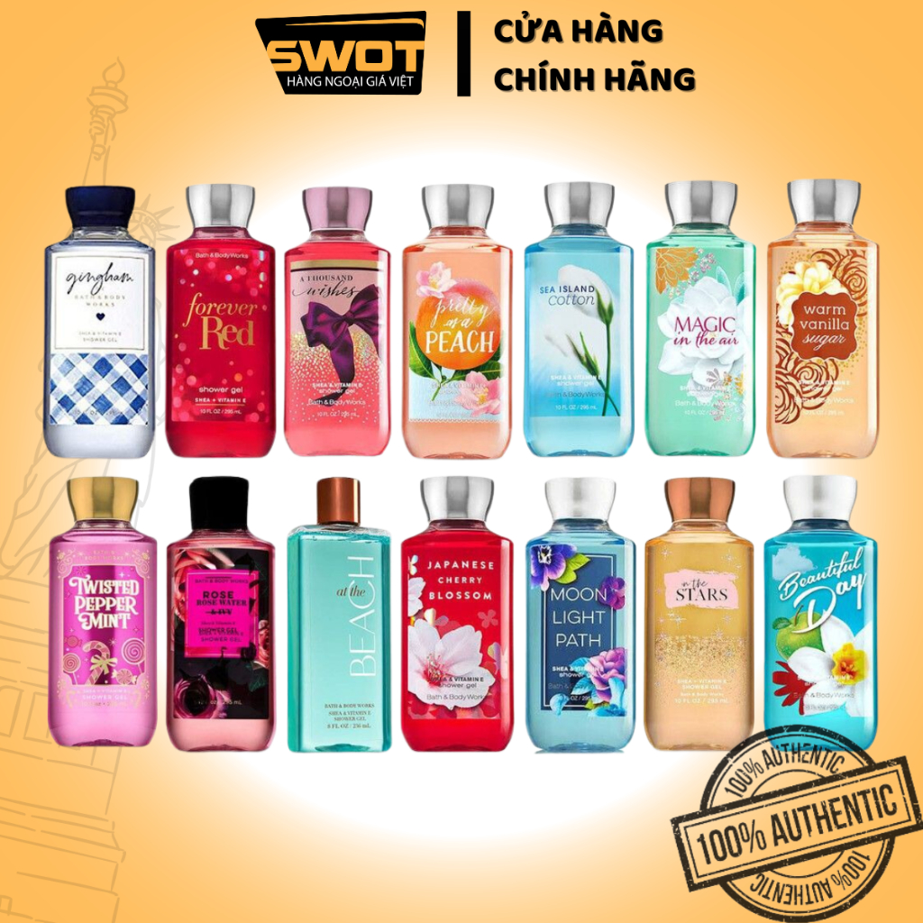Sữa tắm Bath & Body Works Mỹ 295ml, Sữa tắm Mỹ sạch thơm lâu dài, dưỡng ẩm sâu, trắng sáng da