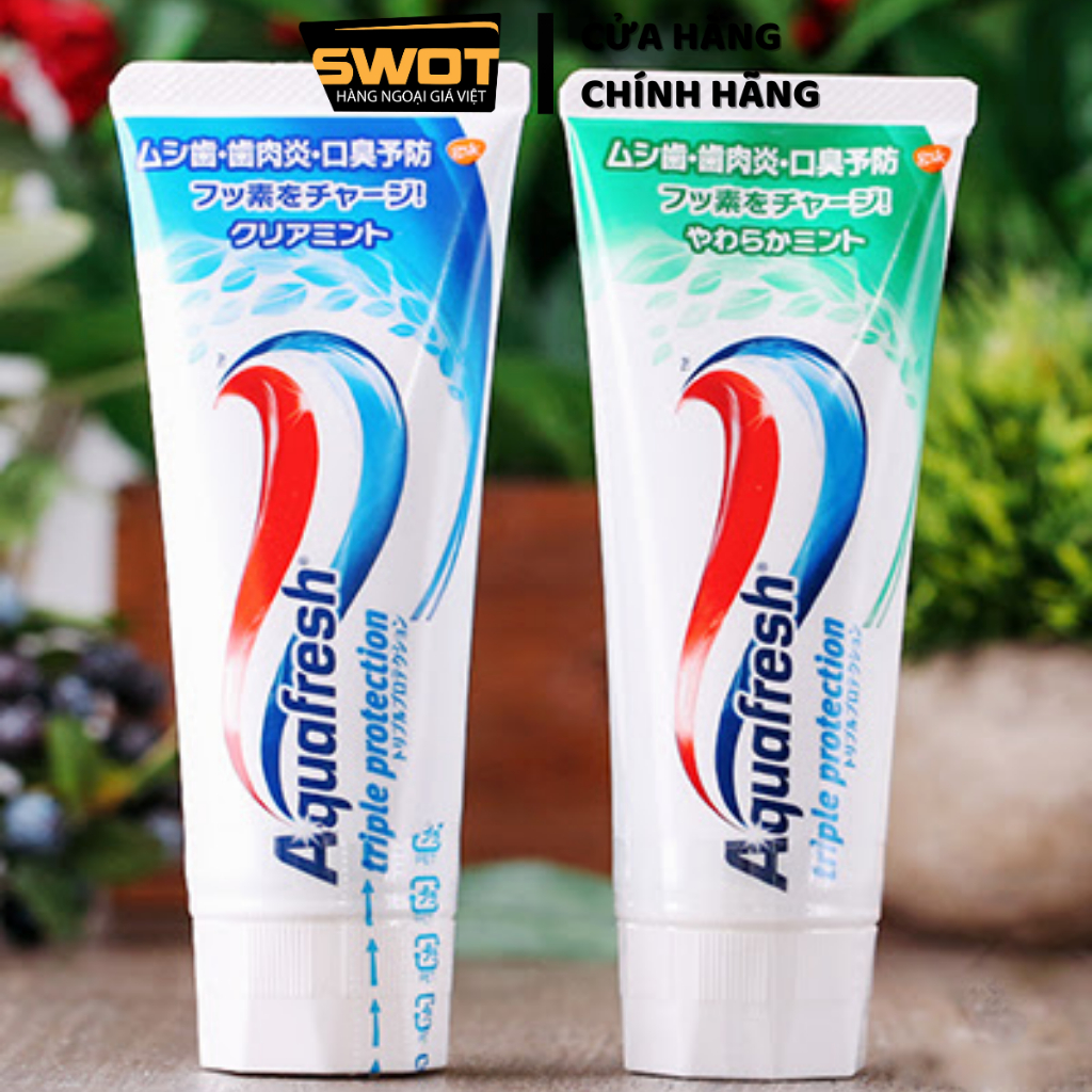 Kem đánh răng Aquafresh Nhật 140g, Kem đánh răng giúp răng trắng sạch toàn diện giữ hơi thở thơm mát