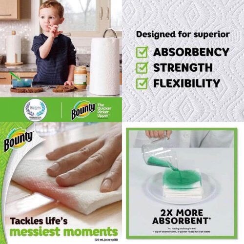 Khăn giấy cuộn Bounty Advanced Mỹ 430cm 107 tờ, Cuộn khăn giấy Mỹ, lau bếp lau tay, thấm dầu đa năng