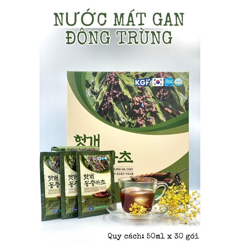 Nước mát gan đông trùng hạ thảo KGF Hàn Quốc 50mlx30 gói, Hồng sâm Hàn bổ dưỡng, tăng cường sức khỏe