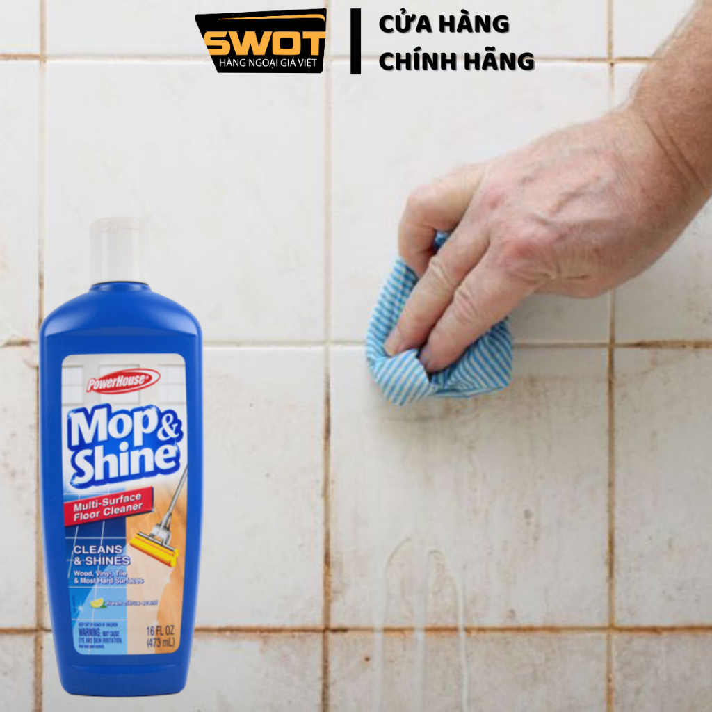 Nước lau gạch PowerHouse Mop&Shine Mỹ 473ml, Nước lau sàn nhà tẩy sạch vết bẩn dễ dàng, nhanh chóng
