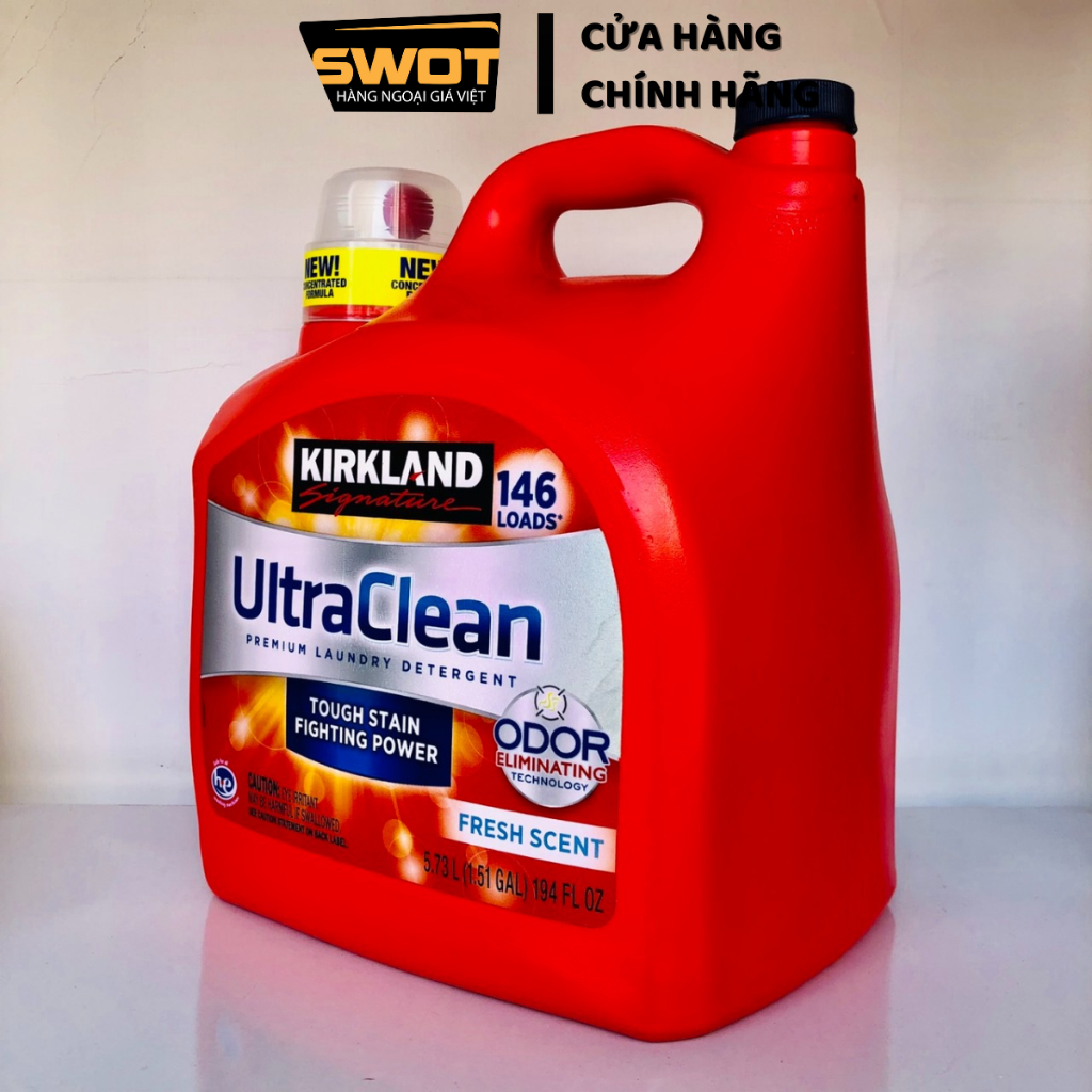 Nước giặt Kirkland Ultra Clean Mỹ 5.73L, Nước giặt Mỹ, kết hợp 3 trong 1 giặt-xả-khử mùi kháng khuẩn