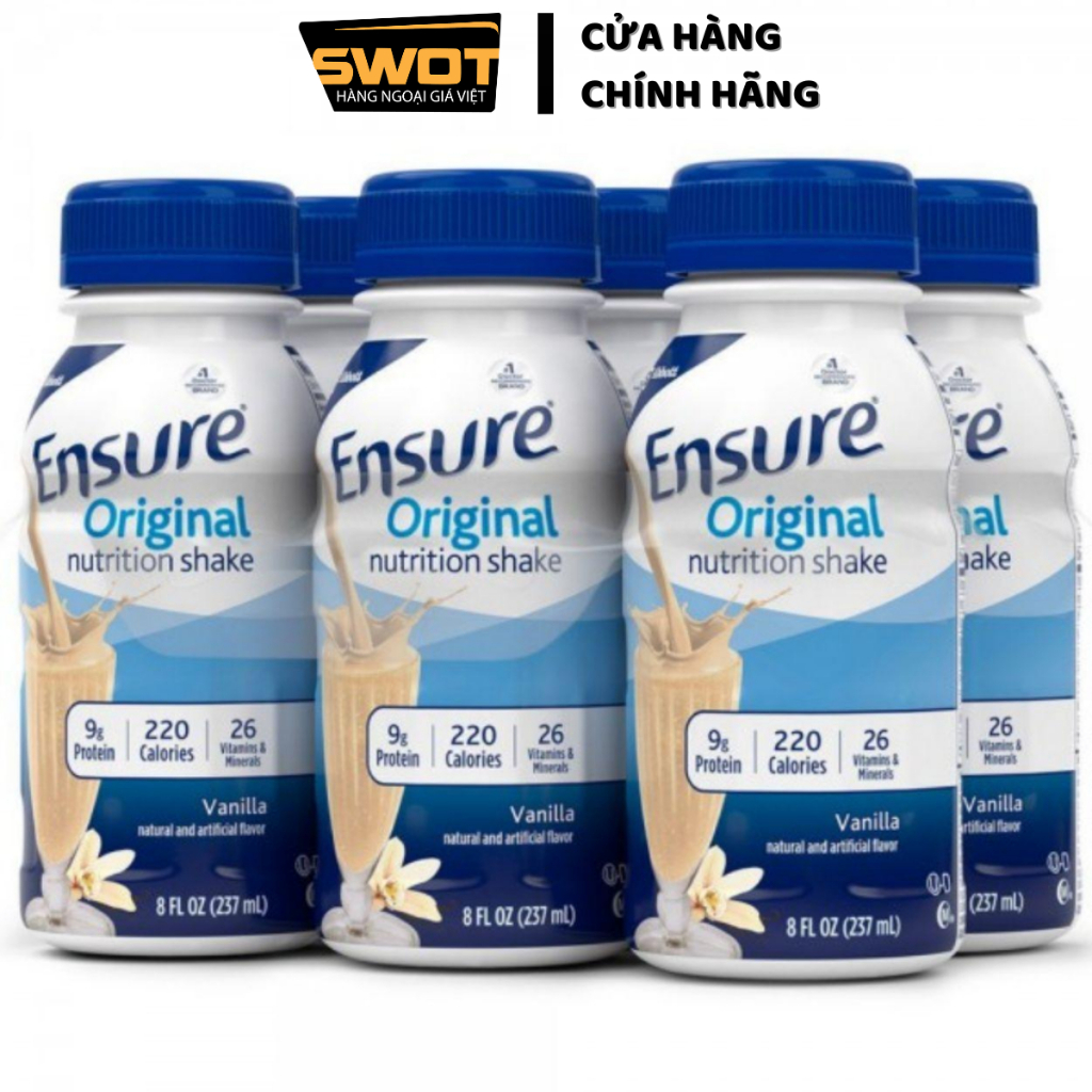 Thùng 16 Sữa nước Ensure Vanilla Original Nutrition Shake Mỹ 237ml, Sữa Ensure Mỹ thơm ngon bổ dưỡng