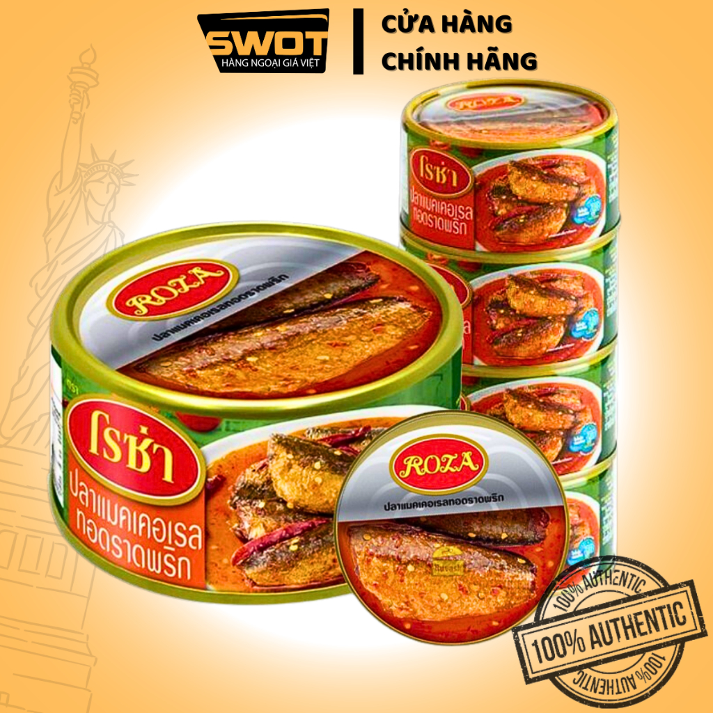 Combo 4 hộp Cá Thu chiên sốt chua cay Roza Thái Lan 140g, Cá hộp thơm ngon hảo hạng giàu dinh dưỡng