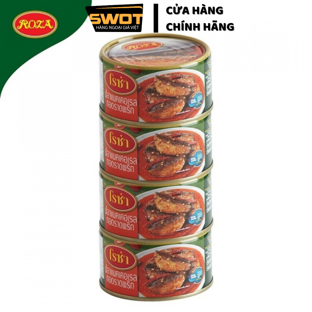 Combo 4 hộp Cá Thu chiên sốt chua cay Roza Thái Lan 140g, Cá hộp thơm ngon hảo hạng giàu dinh dưỡng