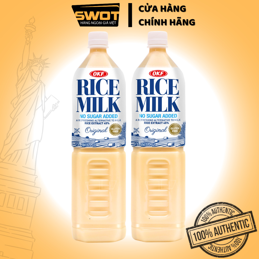 Sữa gạo Không Đường OKF Hàn Quốc 1.5L, Nước gạo Sugar Free cao cấp, thơm ngon, giàu chất dinh dưỡng