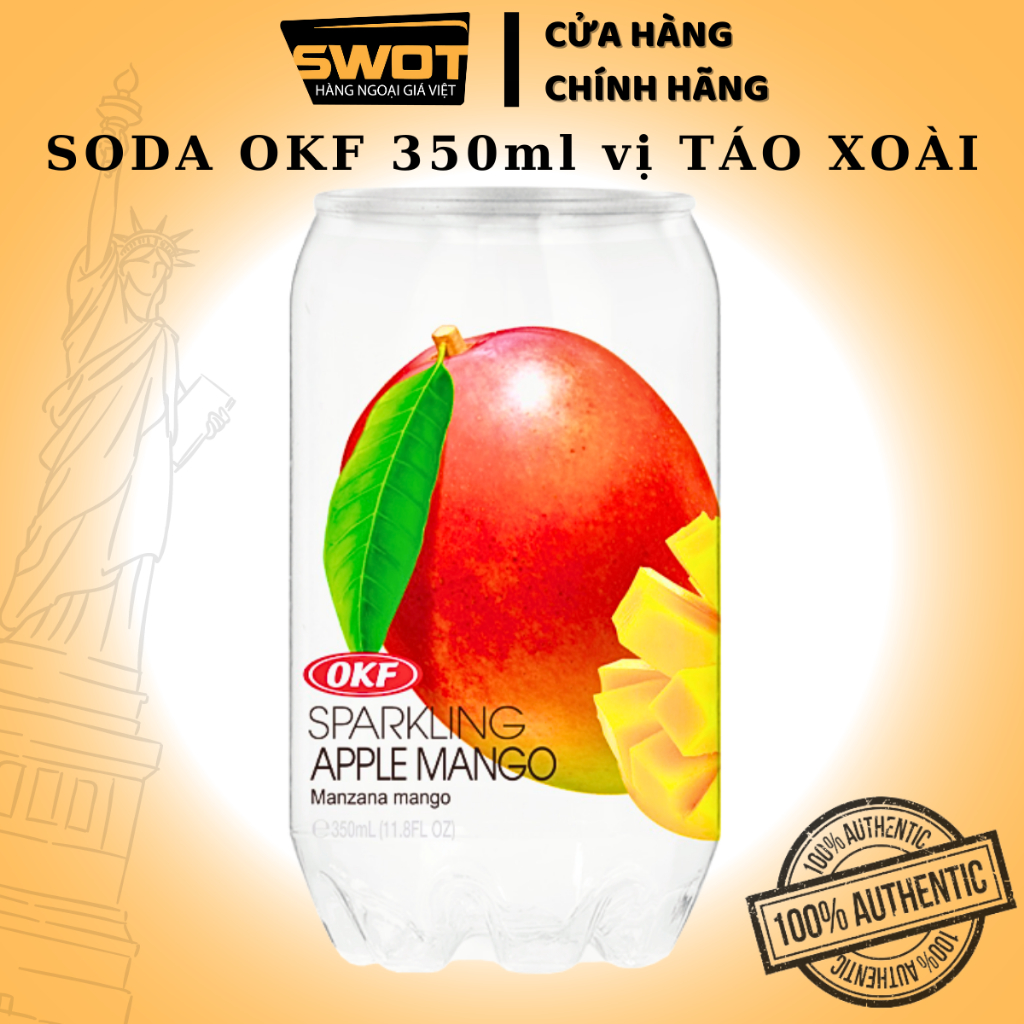 Soda trái cây OKF Hàn Quốc 350ml nhiều vị, Nước ngọt có ga thơm ngon tuyệt vị, trái cây tự nhiên