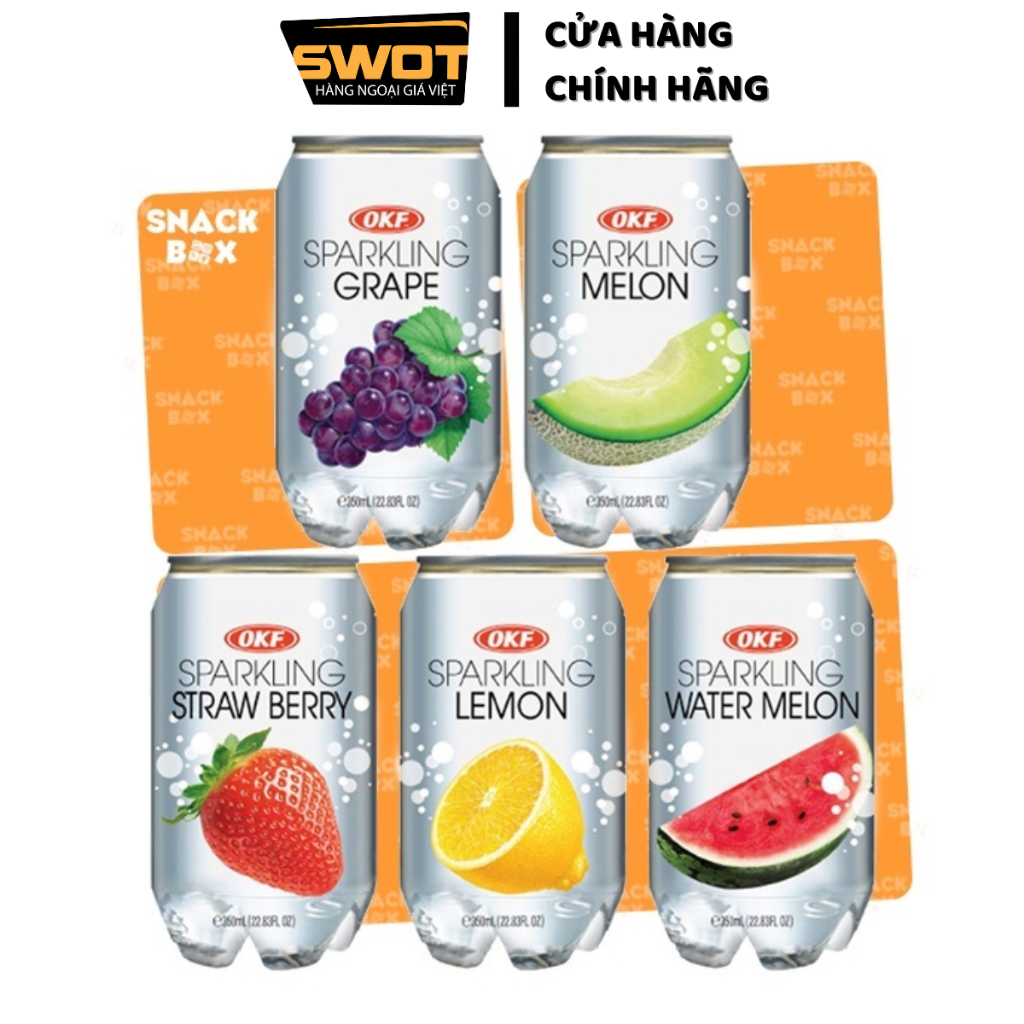 Soda trái cây OKF Hàn Quốc 350ml nhiều vị, Nước ngọt có ga thơm ngon tuyệt vị, trái cây tự nhiên
