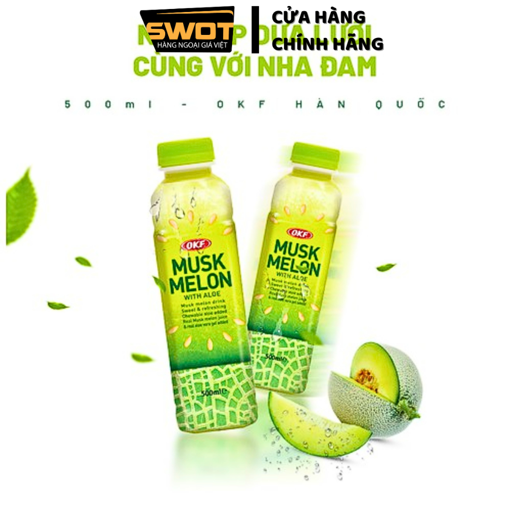 Nước trái cây thạch nha đam OKF Hàn Quốc 500ml nhiều vị, Nước ép trái cây tươi, giàu dinh dưỡng