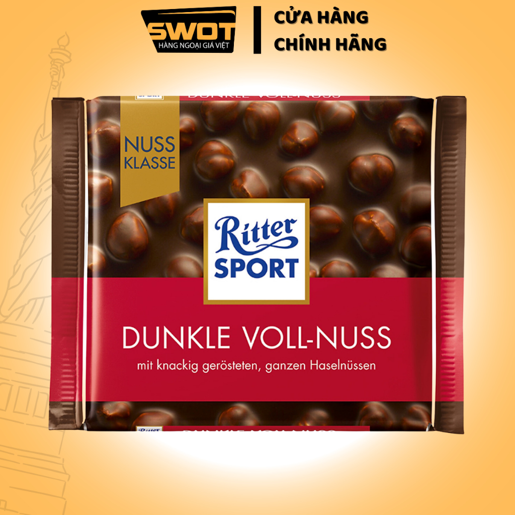 Socola Ritter Sport Đức nhiều vị 100g, Socola Đức cao cấp, thơm ngon hảo hạng, đậm vị cacao thơm béo