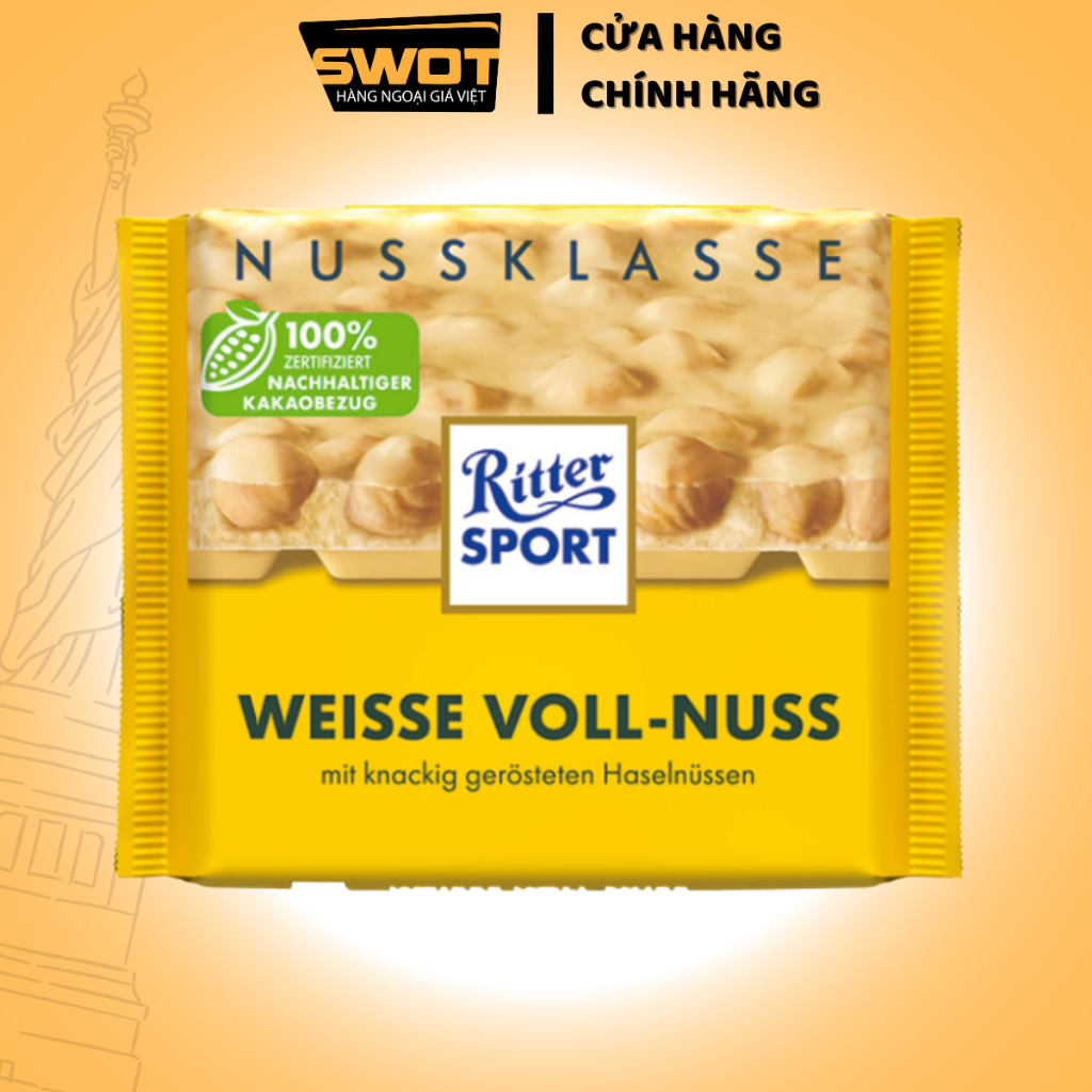 Socola Ritter Sport Đức nhiều vị 100g, Socola Đức cao cấp, thơm ngon hảo hạng, đậm vị cacao thơm béo