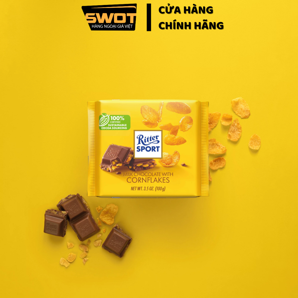Socola Ritter Sport Đức nhiều vị 100g, Socola Đức cao cấp, thơm ngon hảo hạng, đậm vị cacao thơm béo