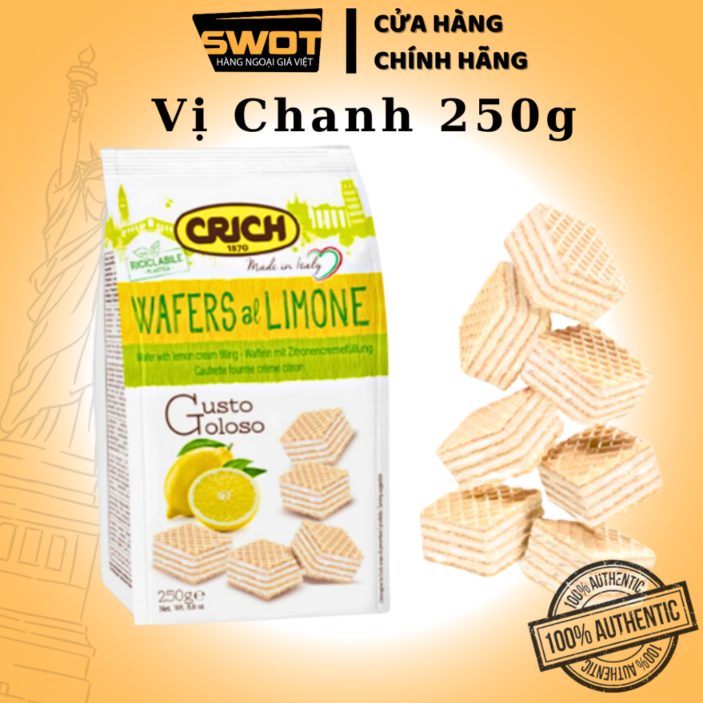 Combo 6 vị Bánh Crich xốp Ý 250g mix 6 vị, Bánh Crich xốp Ý nhân kem, giòn rụm, thơm ngon đặc biệt