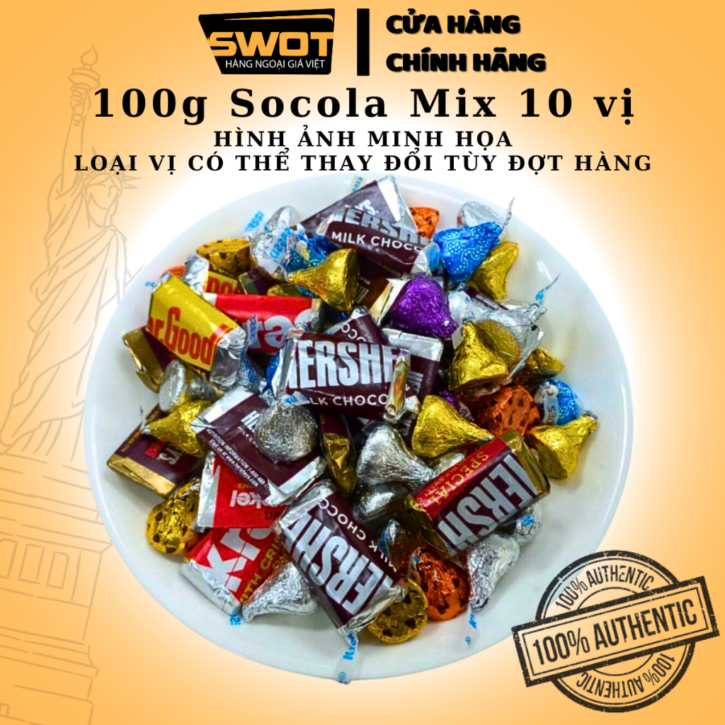 Socola Hershey's Kisses Mỹ mix nhiều vị thơm ngon DATE MỚI, Chocolate Mỹ vị đắng vừa, không ngọt gắt