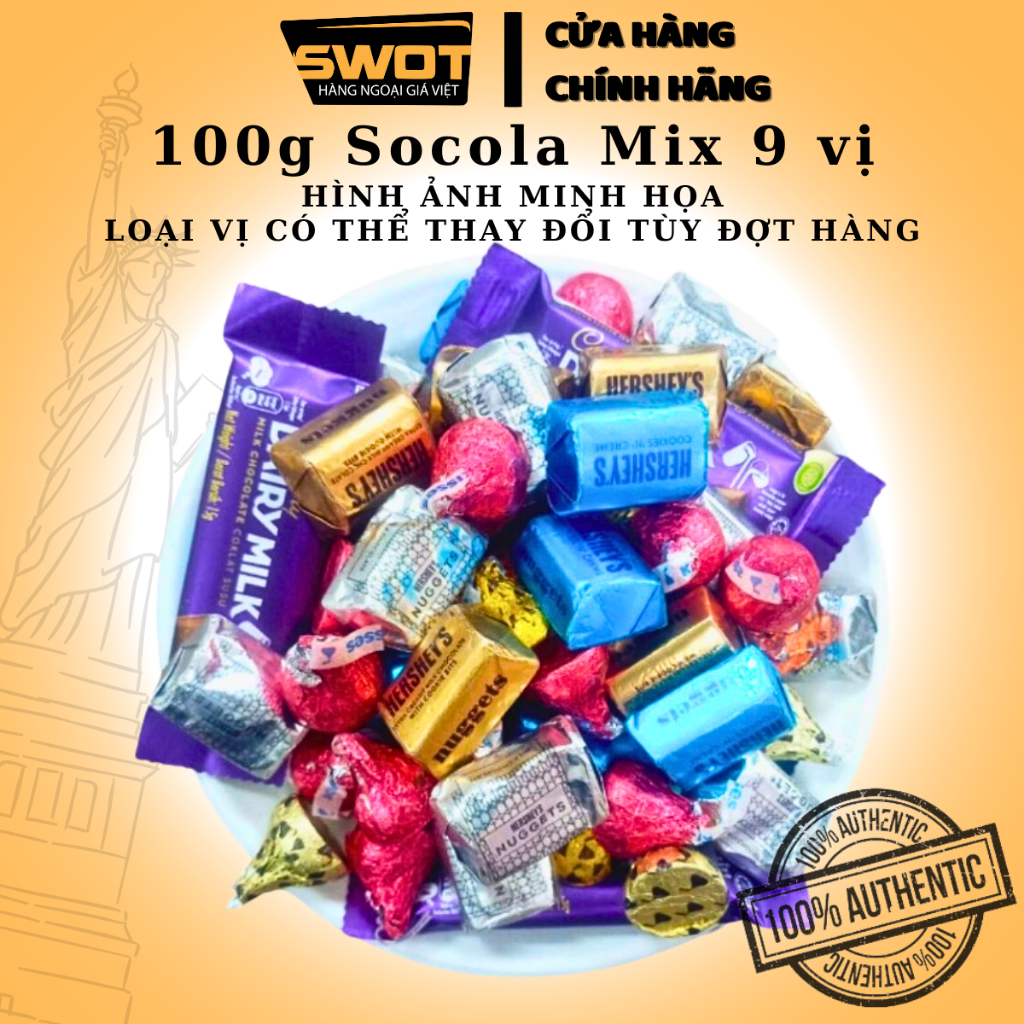 Socola Hershey's Kisses Mỹ mix nhiều vị thơm ngon DATE MỚI, Chocolate Mỹ vị đắng vừa, không ngọt gắt