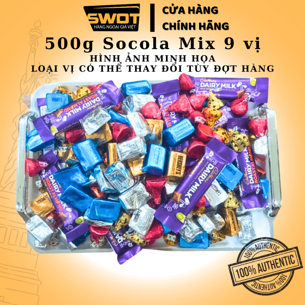 Socola Hershey's Kisses Mỹ mix nhiều vị thơm ngon DATE MỚI, Chocolate Mỹ vị đắng vừa, không ngọt gắt