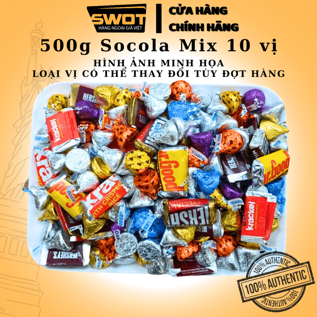 Socola Hershey's Kisses Mỹ mix nhiều vị thơm ngon DATE MỚI, Chocolate Mỹ vị đắng vừa, không ngọt gắt