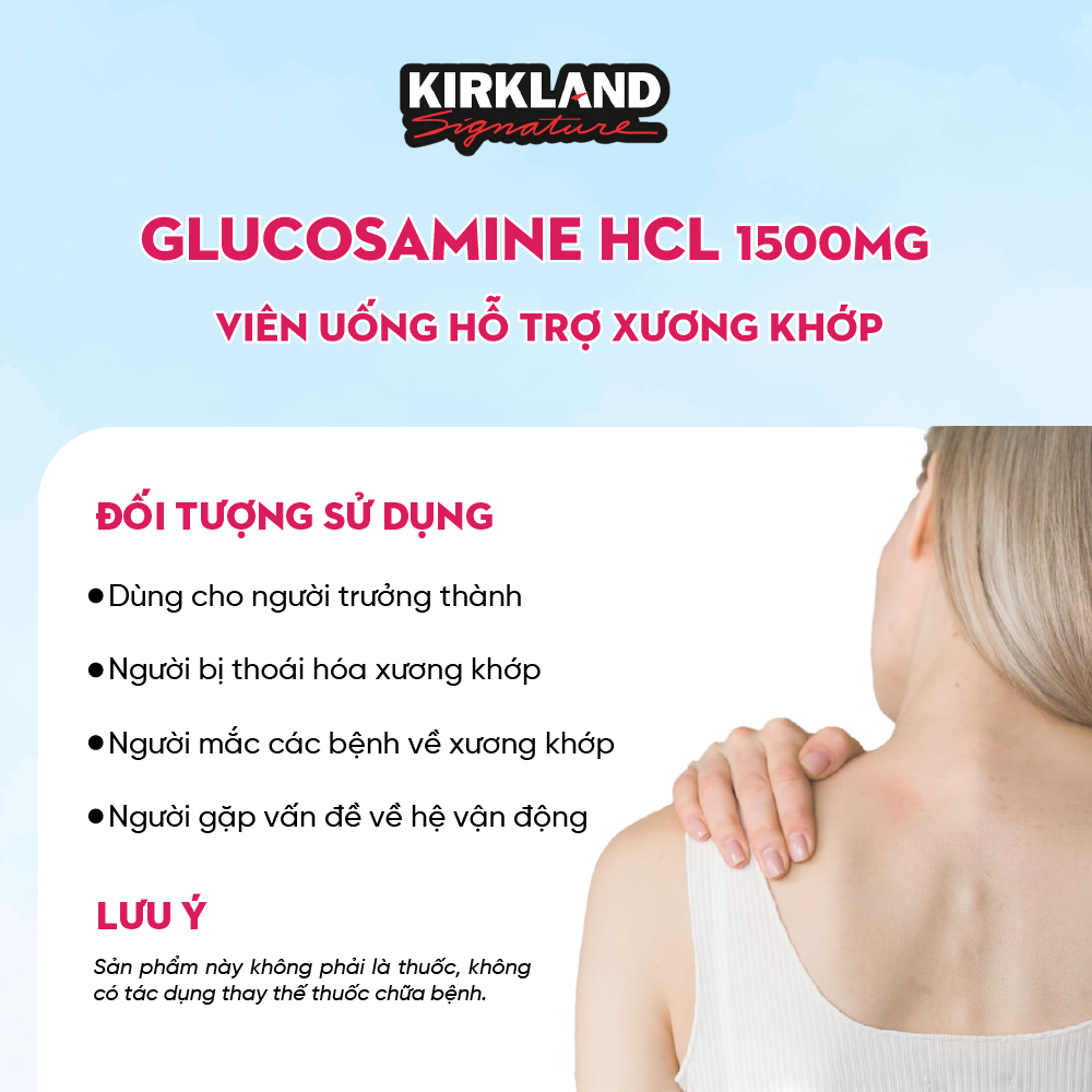 Glucosamine & MSM 1500mg 375 viên Kirkland Signature, viên uống giảm đau xương khớp, khớp khỏe mạnh - SWOT