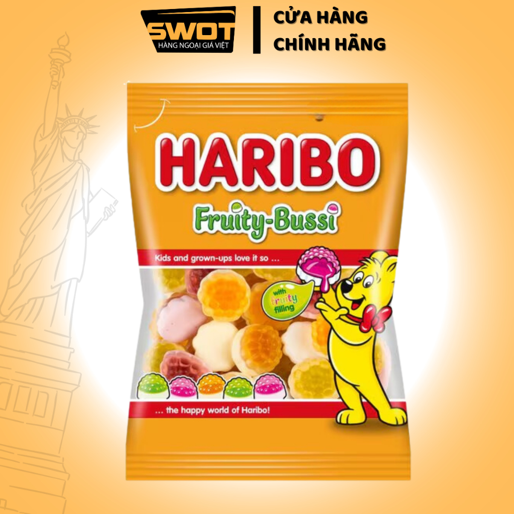 Kẹo dẻo trái cây HARIBO Đức 175g, Kẹo dẻo trái cây tươi nguyên chất, chua ngọt thơm an toàn sức khỏe