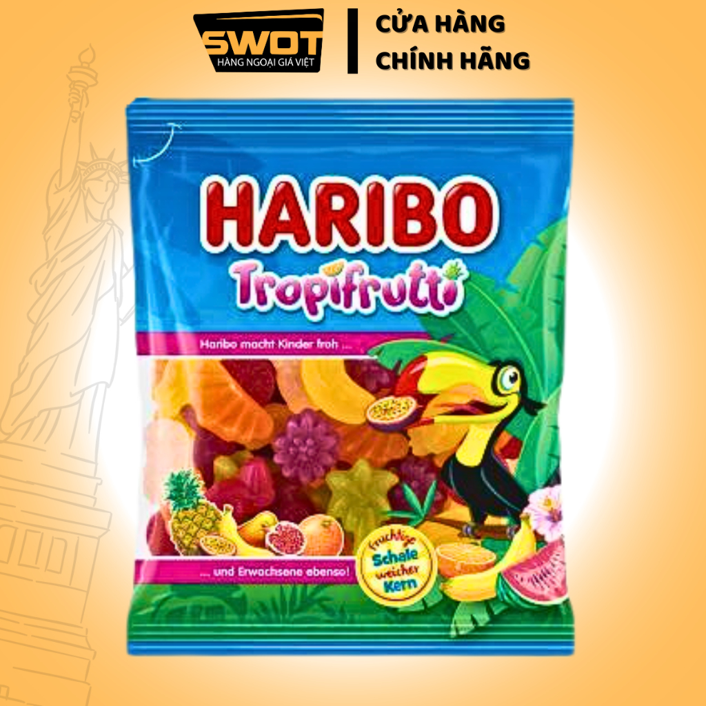 Kẹo dẻo trái cây HARIBO Đức 175g, Kẹo dẻo trái cây tươi nguyên chất, chua ngọt thơm an toàn sức khỏe