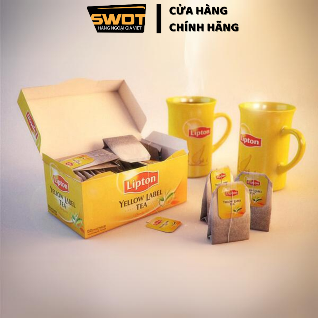 Trà túi lọc Lipton Nhãn Vàng Indonesia 25 Gói 2g, Trà Lipton Yellow Label hộp 25 gói thơm ngon