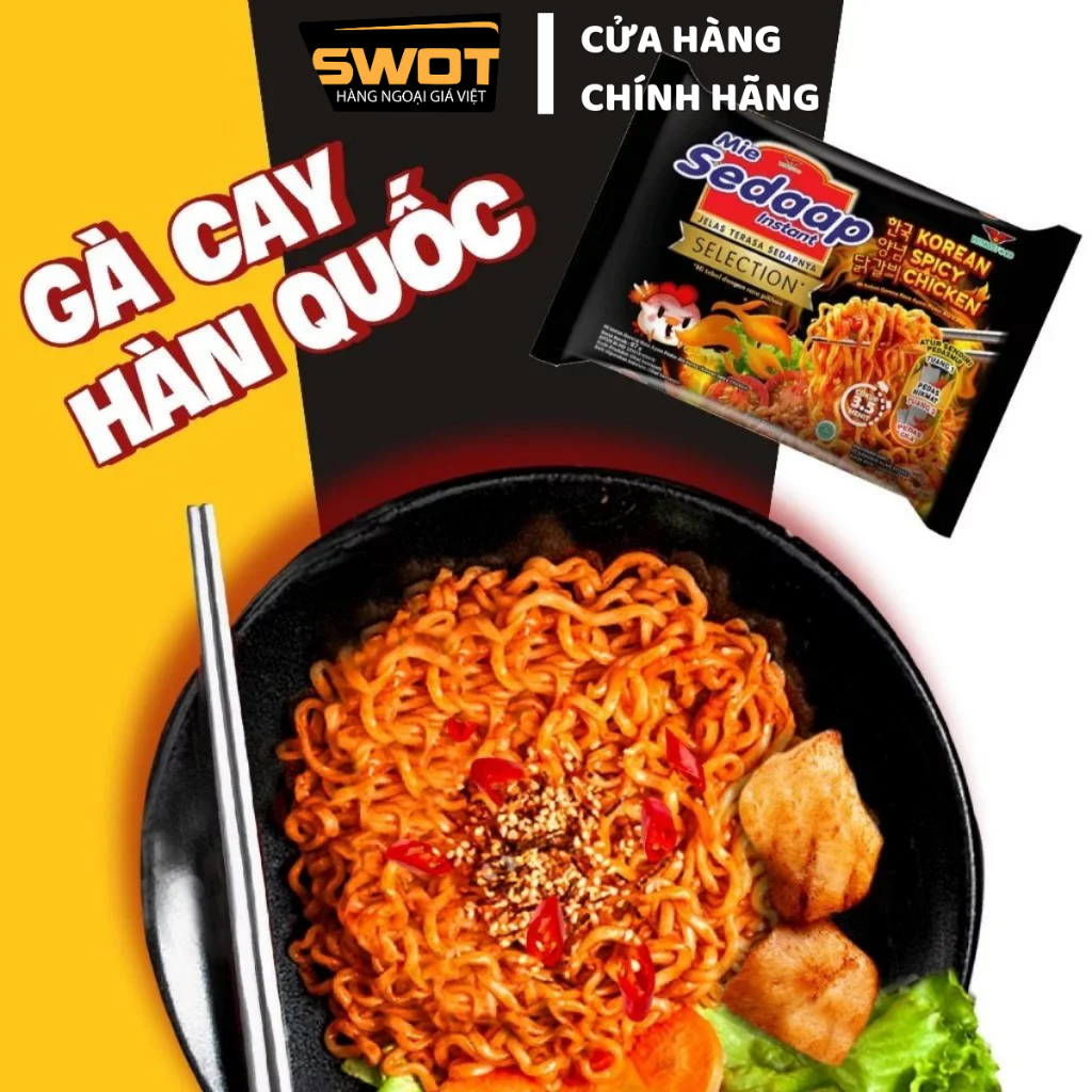 Combo 10 gói Mì cay SEDAAP Indonesia nhiều vị, Mỳ xào, Mì khô thơm ngon hảo hạng, cay ngon đậm vị