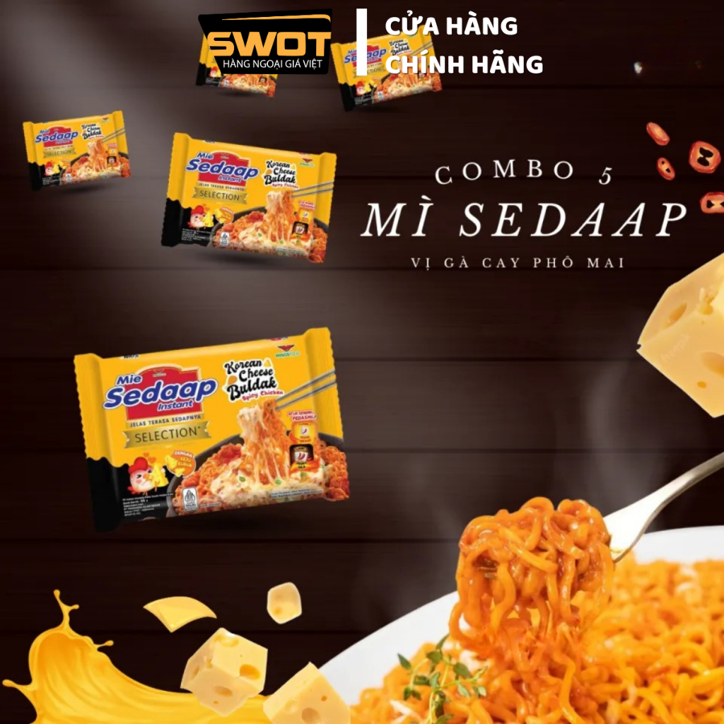 Combo 10 gói Mì cay SEDAAP Indonesia nhiều vị, Mỳ xào, Mì khô thơm ngon hảo hạng, cay ngon đậm vị