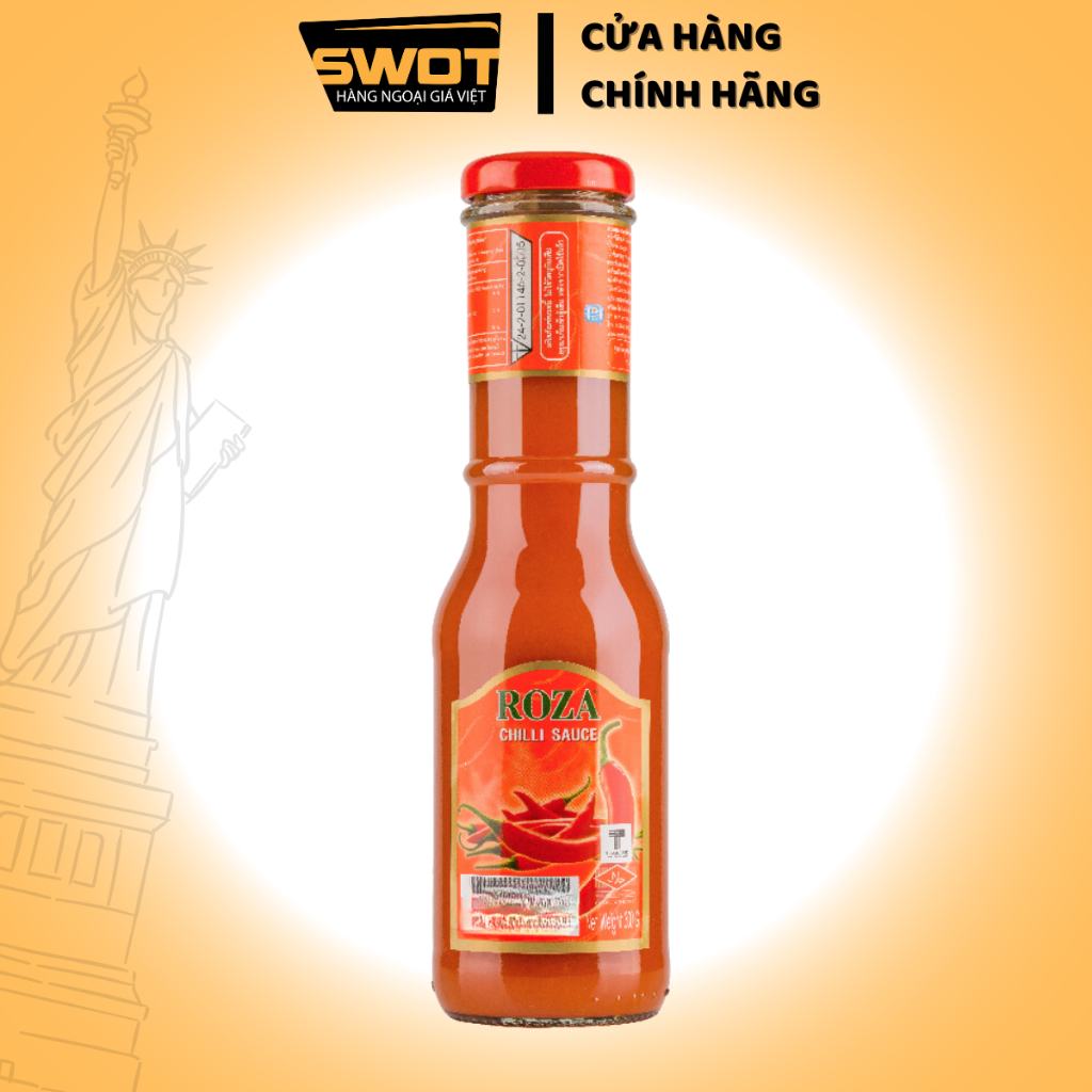 Tương ớt, Tương cà Roza Thái Lan 200g, Tướng ớt & Tương cà chai thủy tinh cao cấp, thơm ngon đậm vị
