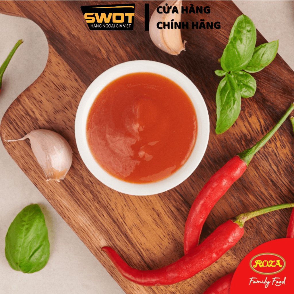 Tương ớt, Tương cà Roza Thái Lan 200g, Tướng ớt & Tương cà chai thủy tinh cao cấp, thơm ngon đậm vị