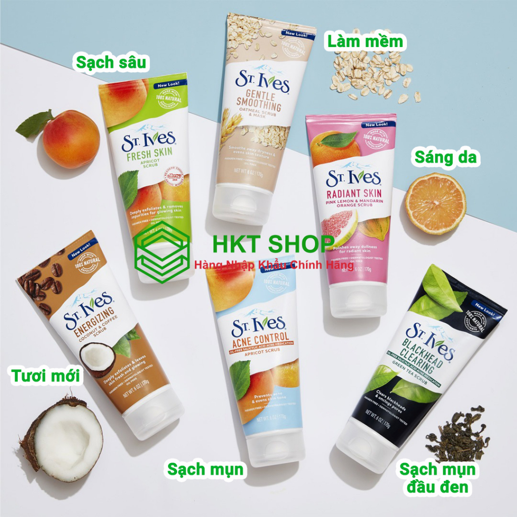 Sữa rửa mặt St.Ives Mỹ 170g, Sữa rửa mặt St Ives tẩy tế bào chết, sạch sâu, nguyên liệu thiên nhiên