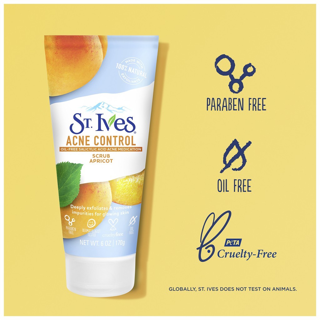Sữa rửa mặt St.Ives Mỹ 170g, Sữa rửa mặt St Ives tẩy tế bào chết, sạch sâu, nguyên liệu thiên nhiên