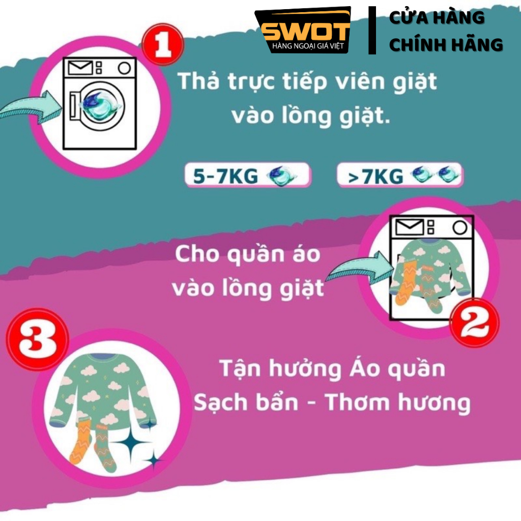Viên giặt xả Gel Ball Bold 4in1 Nhật, Viên xả giặt làm sạch làm mềm quần áo lưu hương lâu diệt khuẩn - SWOT
