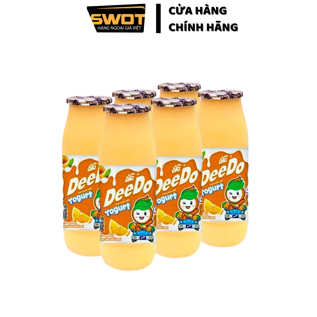 Lốc 6 Sữa chua uống DeeDo vị trái cây 120ml Thái Lan, Sữa chua nước Thái cao cấp, thơm ngon bổ dưỡng