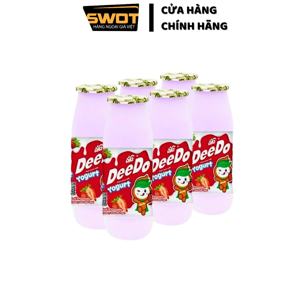 Lốc 6 Sữa chua uống DeeDo vị trái cây 120ml Thái Lan, Sữa chua nước Thái cao cấp, thơm ngon bổ dưỡng