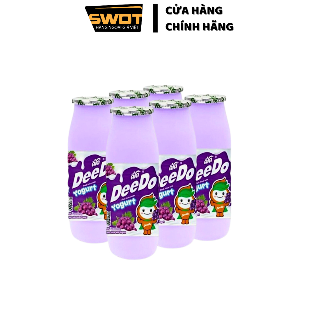 Lốc 6 Sữa chua uống DeeDo vị trái cây 120ml Thái Lan, Sữa chua nước Thái cao cấp, thơm ngon bổ dưỡng