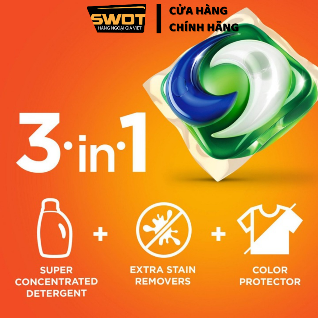 Túi viên giặt Tide Pods Mỹ, Viên giặt quần áo Tide Mỹ cao cấp, sạch thơm bền lâu, giữ màu quần áo