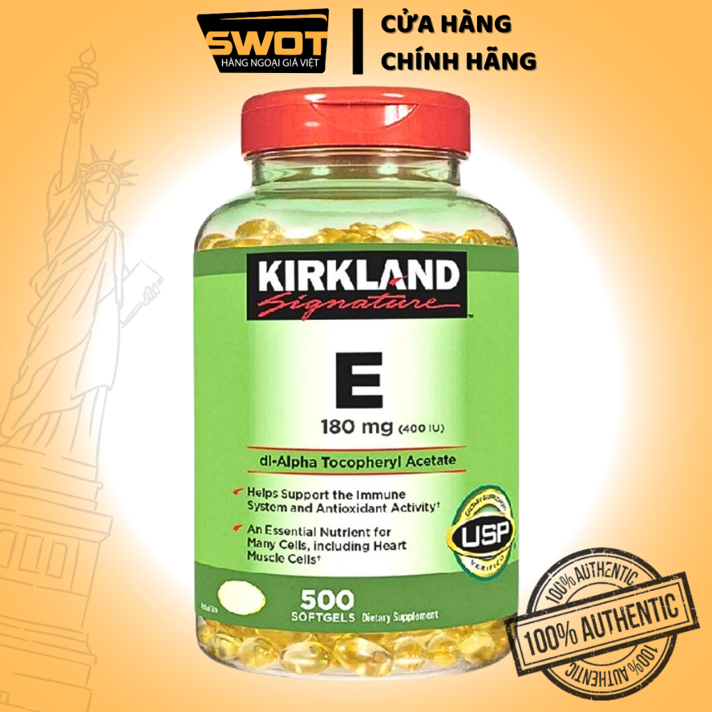Viên Uống Hỗ Trợ Vitamin E Kirkland E 180mg 500 Viên