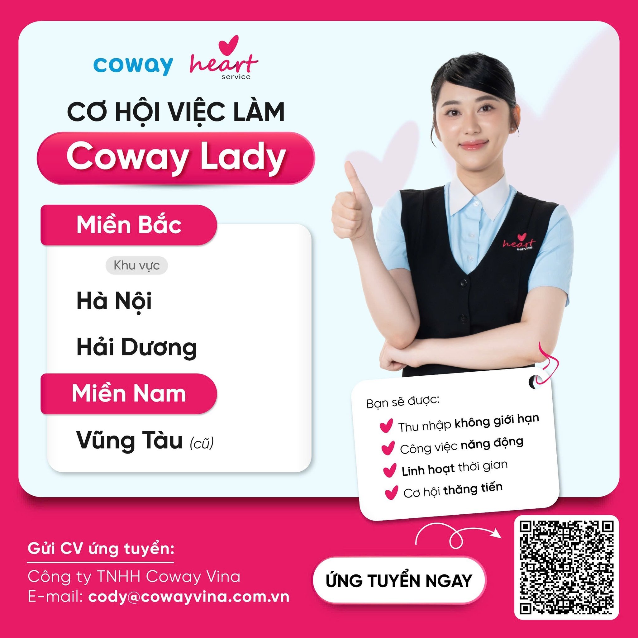 Tuyển dụng CODY Coway Vina tại Hà Nội, Hải Dương và Vũng Tàu (09/2025 – 10/2025)