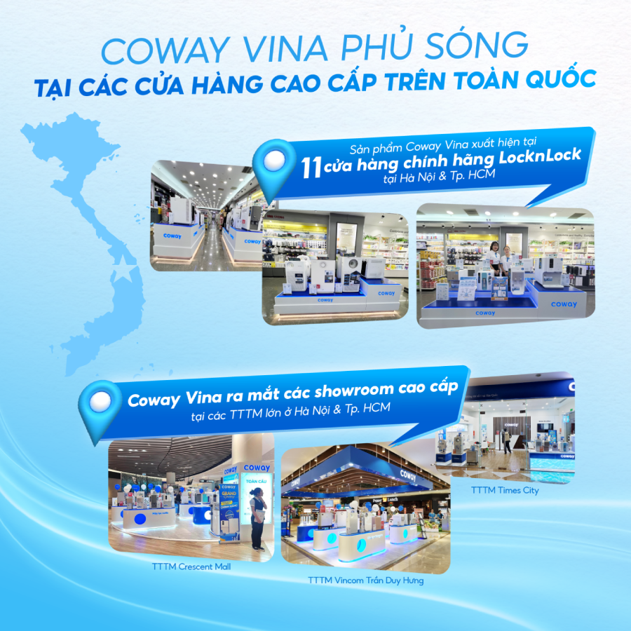 Coway Vina ra mắt chuỗi gian hàng và cửa hàng cao cấp trên toàn quốc