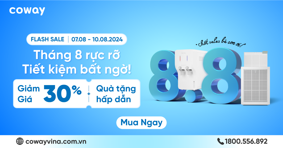 FLASH SALE 8.8 - COWAY GIẢM NGAY 30%!