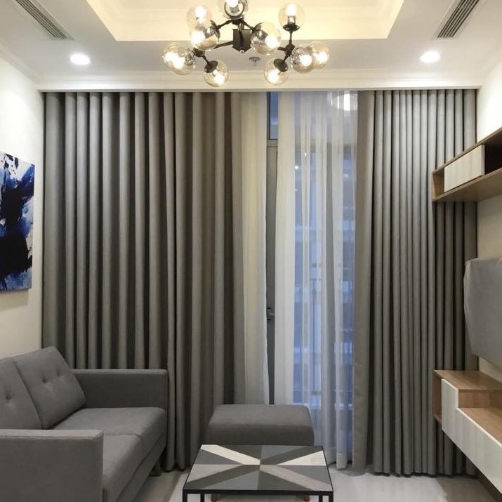 Màn vải chống nắng màu xám  + voan cao cấp