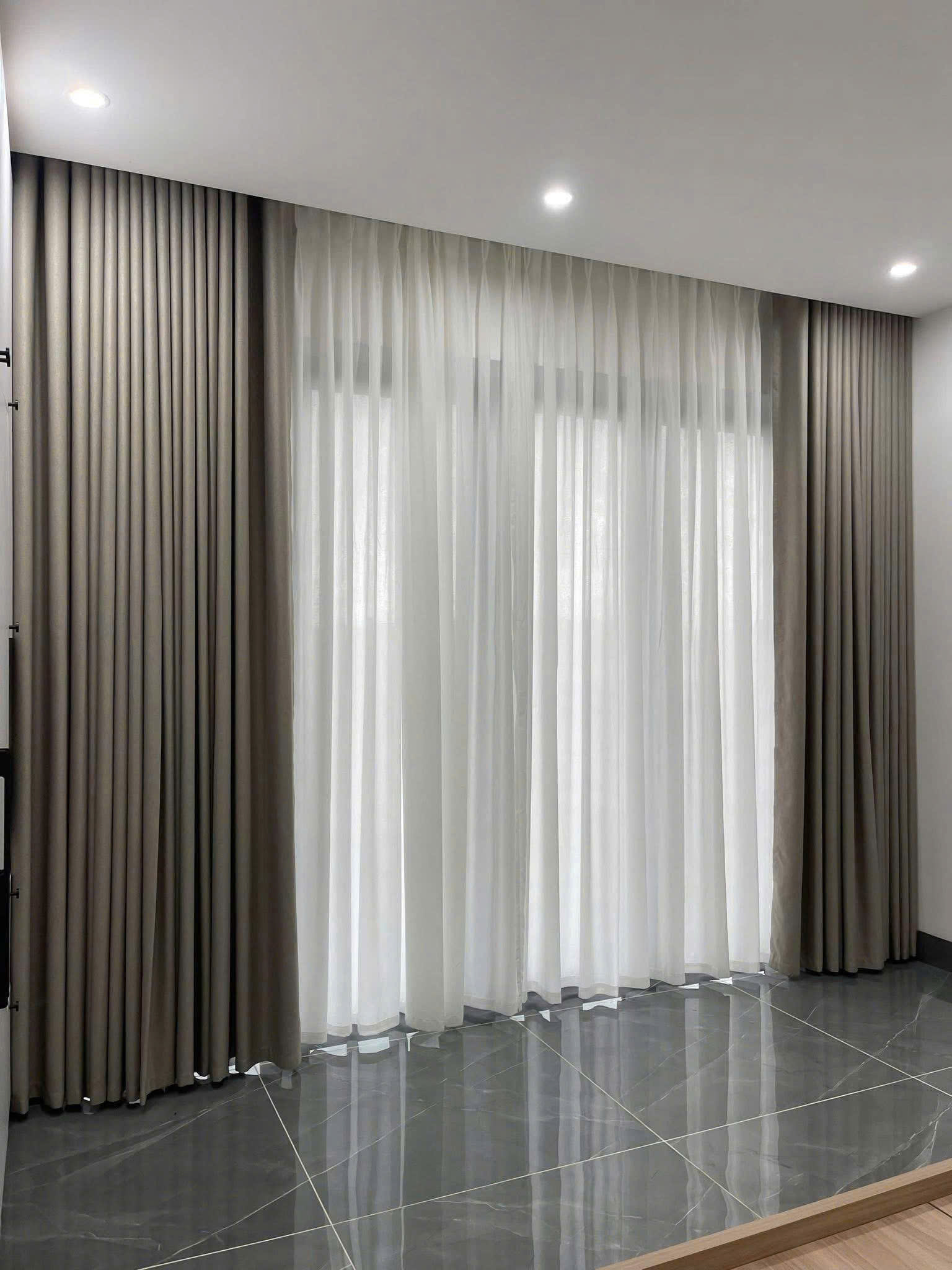 Rèm vải 2 lớp màu nâu