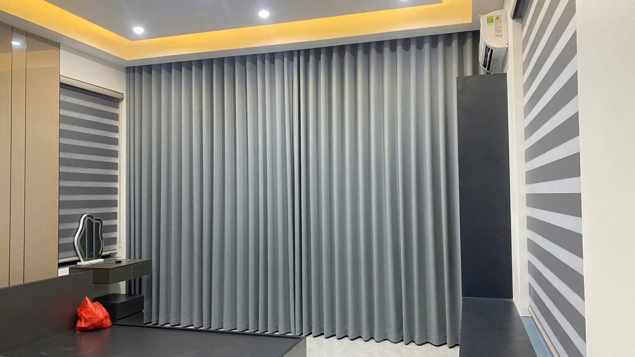 Rèm vải màu xám
