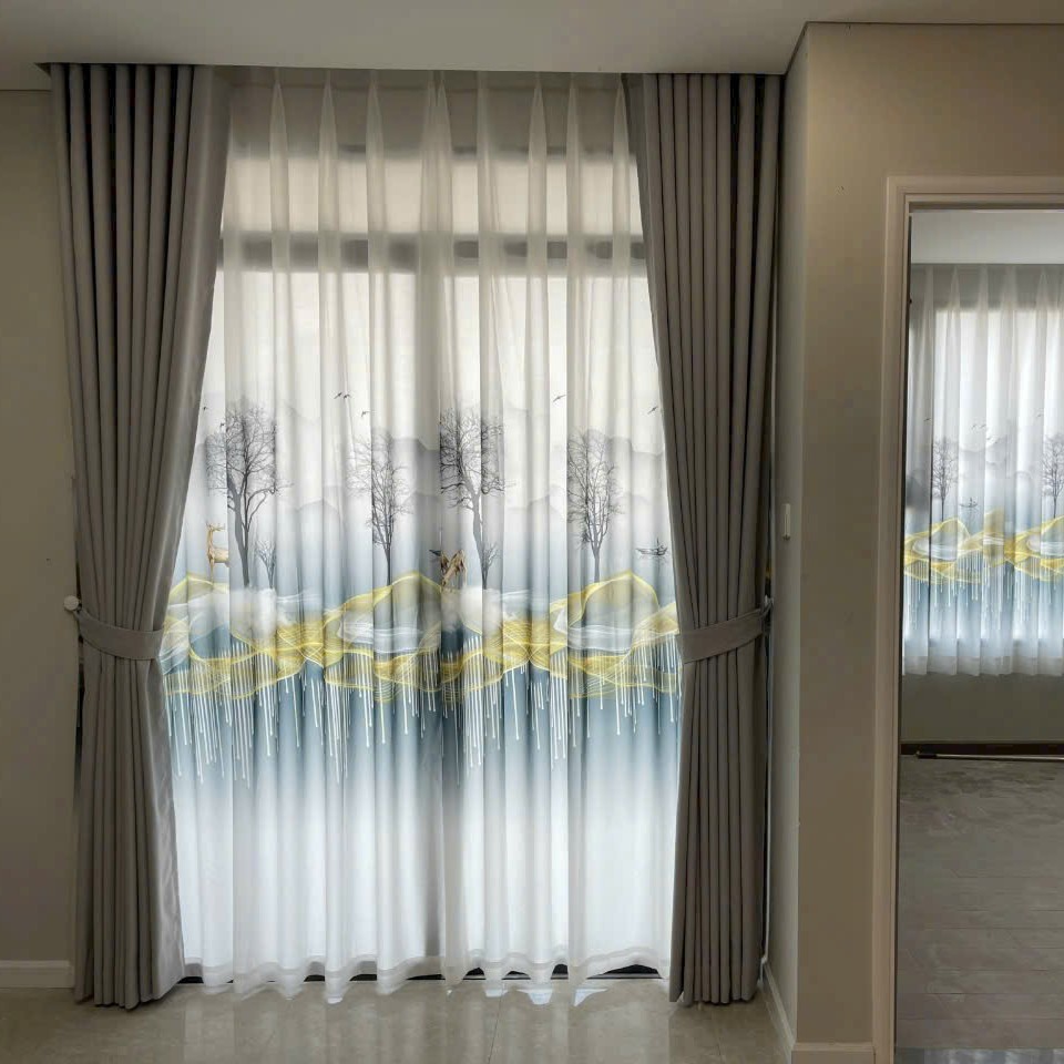 Rèm vải chống nắng + Voan 3D