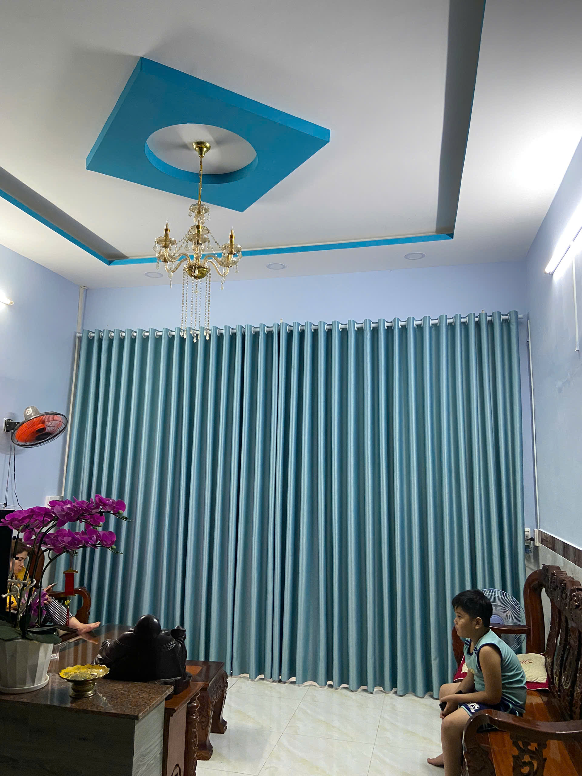 Rèm vải chống nắng Hàn Quốc - XANH NGỌC