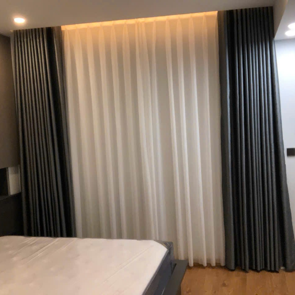 Màn cửa vải chống nắng + voal trắng