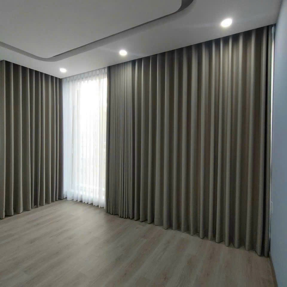 Màn vải chống nắng màu xám  + voan cao cấp